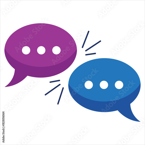 Two colorful speech bubbles engaged in a dynamic discussion or chat. isolated on white background, Vector