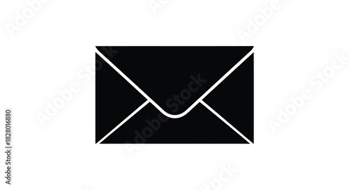 Black and white envelope illustration for communication and mailing silhouette