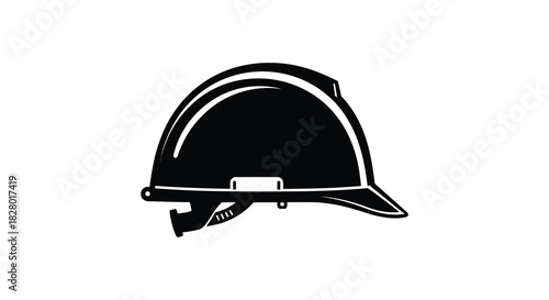 Firefighter helmet black and white graphic safety equipment silhouette