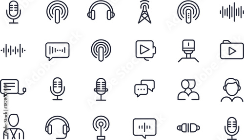 A Clean Minimalist Icon Set Featuring 30 Audio and Broadcasting Symbols