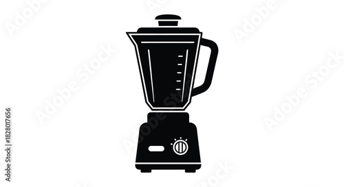 Black and white blender illustration in silhouette style silhouette