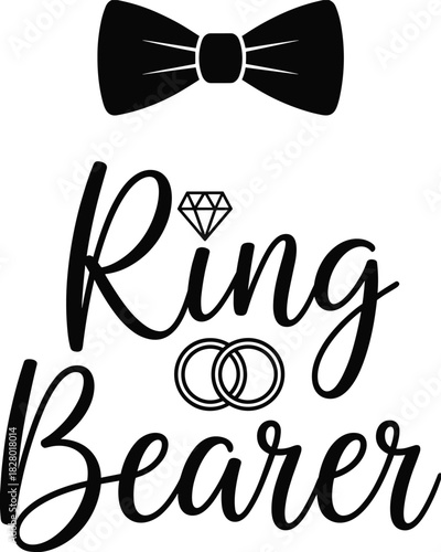 Ring Bearer Text With Bow Tie Diamond And Rings Keywords: ring bearer, wedding, marriage