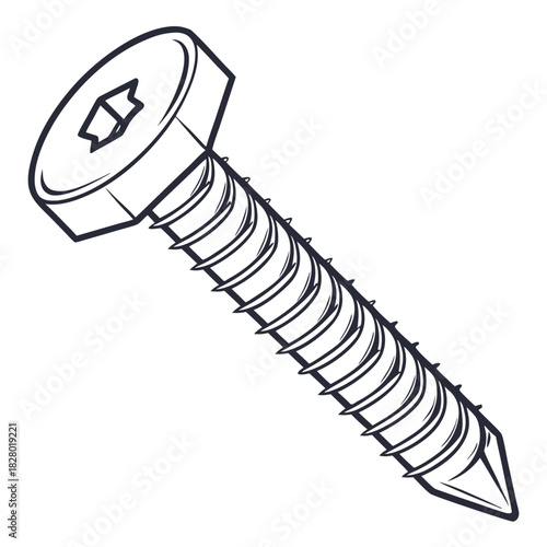 black and white screw drawing clip art preview
