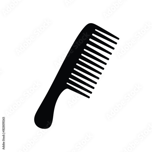 Black comb silhouette on white background hair