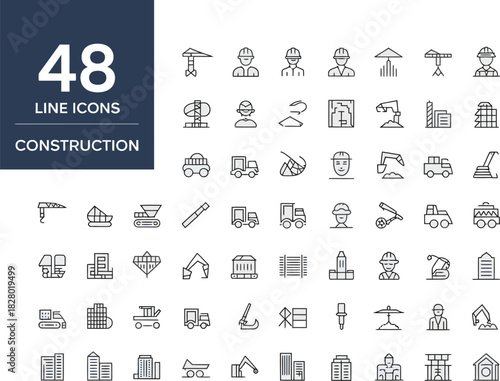 Construction Line Icons A Clean & Professional Set for Building & Development Projects
