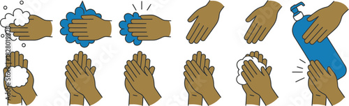 Hand Washing Steps Hygiene Instruction Clean Hands Icons