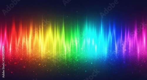 Vibrant abstract rainbow sound wave spectrum display on energetic visual