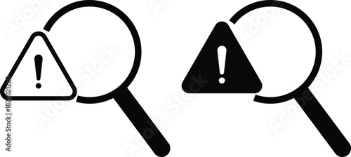 Risk analysis icon.  Danger assessment symbols. Warning and threat signs. Business Risk Analysis Icons. Security Audit and Risk Icons
