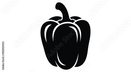 Black and white bell pepper vegetable food silhouette
