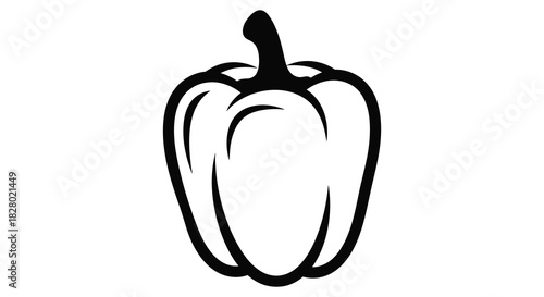 Simple black and white bell pepper illustration vegetable silhouette