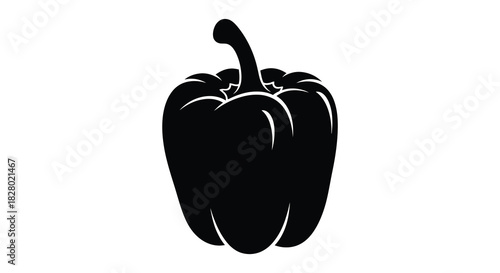 Black bell pepper silhouette simple vector illustration of a vegetable silhouette