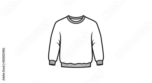 Simple crew neck sweatshirt outline illustration fashion apparel silhouette