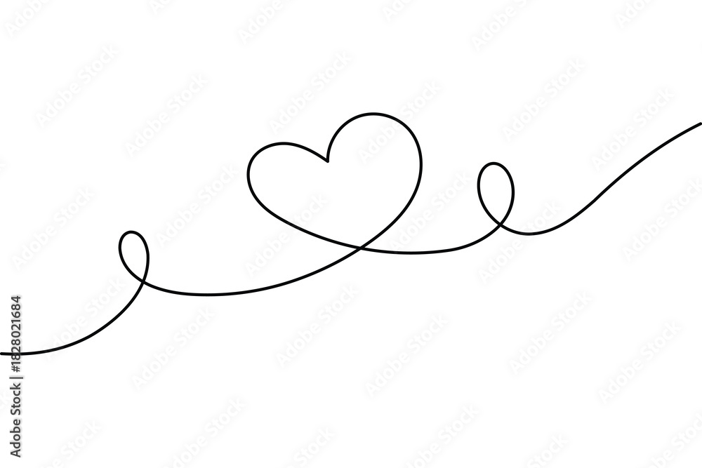 Fototapeta premium One line art vector design with a simple love shape