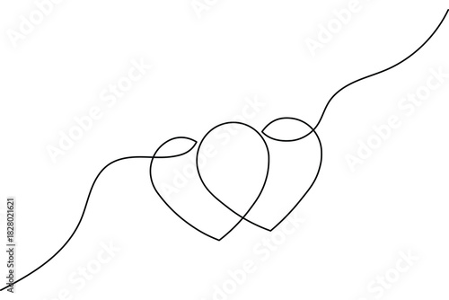 One line art vector design with simple overlapping heart shapes