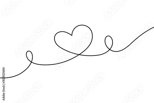 One line art vector design with a simple love shape