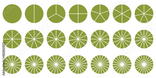 Pie chart set. Color ring, donut round diagram. Infographic wheel segment and fraction. Vector illustration. eps 10