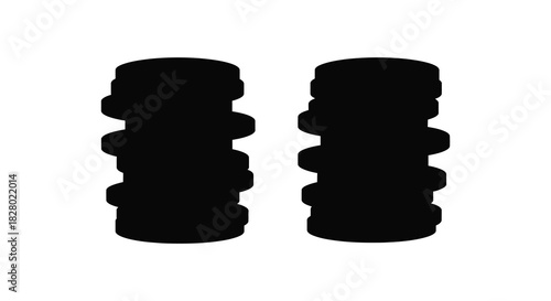 Two black shock absorber bellows car part silhouette