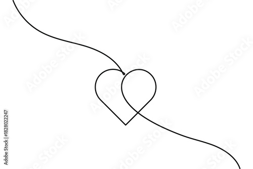 One line art vector design with a simple love shape