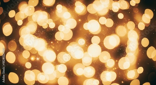 Magical Warm Golden Christmas Lights Bokeh Background. golden Christmas lights creating soft, glowing bokeh orbs. just pure magical atmosphere and ample copy space