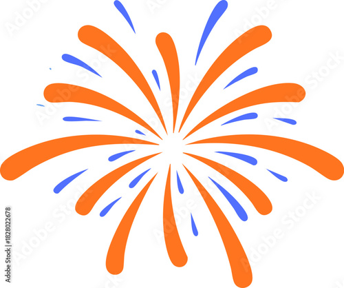 fireworks icon clipart vector on transparent background. A vibrant firework explosion illustration. This colorful graphic icon symbolizes celebration, joy, and festive events like holidays or parties.