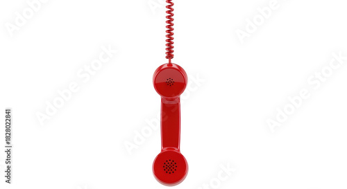 Cuadro en lienzo Red retro telephone handset PNG isolated on transparent background, vintage phon