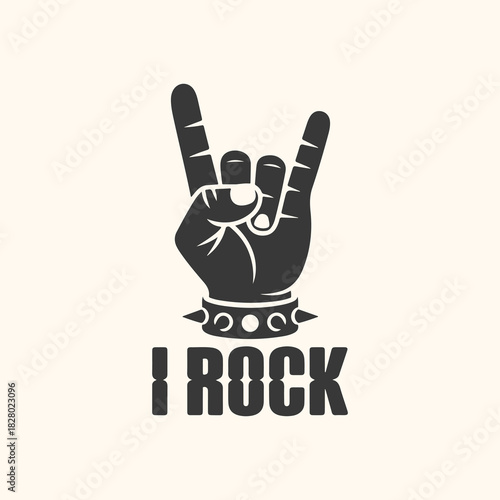 Vector art of rock on hand gesture with text i rock