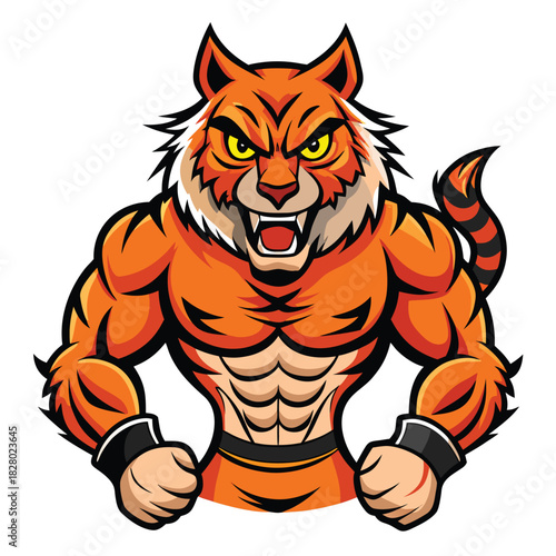 cartoon tiger vector illustration isolated on white background