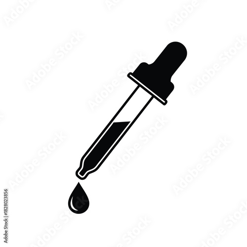 Black dropper with liquid and falling drop pipette 1