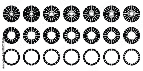 Pie chart set. Color ring, donut round diagram. Infographic wheel segment and fraction. Vector illustration. eps 10