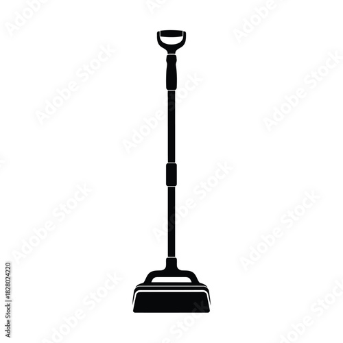 Black dustpan and brush silhouette cleaning tool