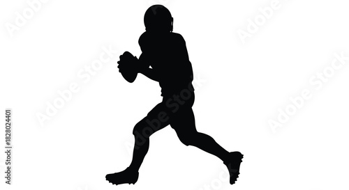 American football quarterback throwing ball silhouette on white background