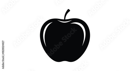 Simple black apple illustration isolated on white background silhouette