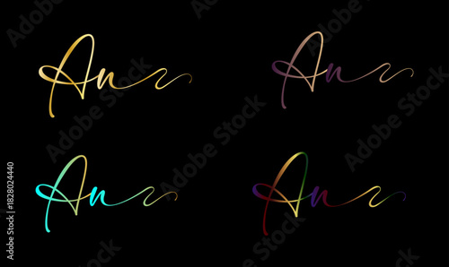 alphabet logo design vector illustration, an logo design vector illustration, an logo different color pack vector illustration, ornament logo design, brand logo design, luxury logo design,