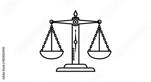 Scales of justice symbolizing law and equality in simple silhouette