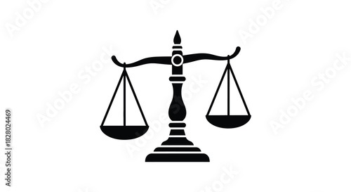 Scales of justice symbolizing law and balance in black silhouette