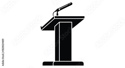 Podium with microphone for public speaking silhouette