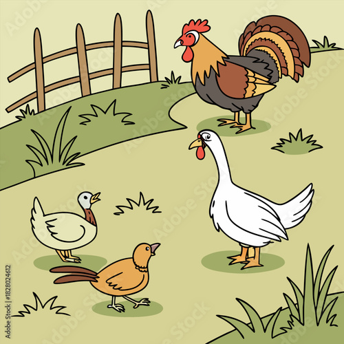 Closeup shot of a hen sitting on the grass with its chicken