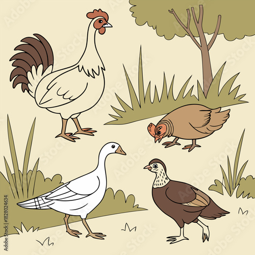 Closeup shot of a hen sitting on the grass with its chicken