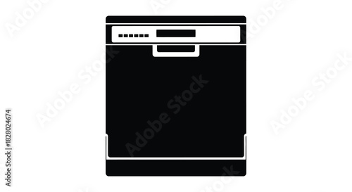 Dishwasher appliance black and white minimalist kitchen equipment silhouette