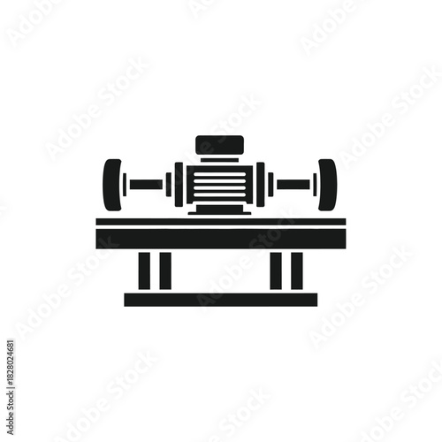 Black electric motor on a stand with wheels engine