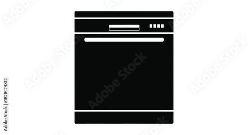 Modern dishwasher appliance black and white minimalist silhouette