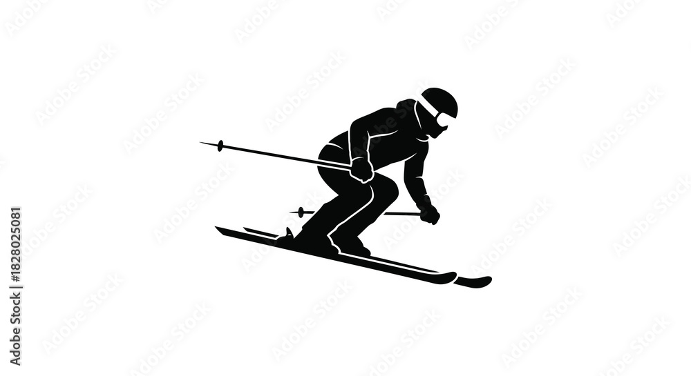 Fototapeta premium Downhill skier in action dynamic winter sport silhouette