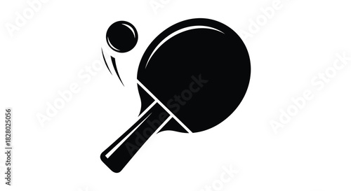 Ping pong paddle hitting ball vector illustration graphic silhouette