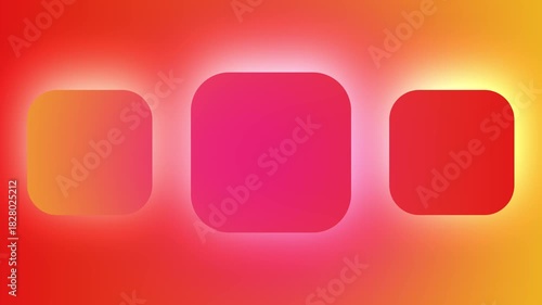 Abstract gradient background with three rounded rectangles in orange and red hues