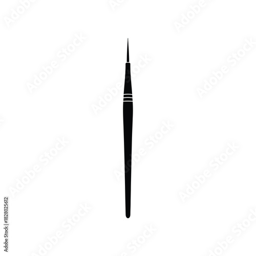 Black eyeliner brush with fine tip on white makeup