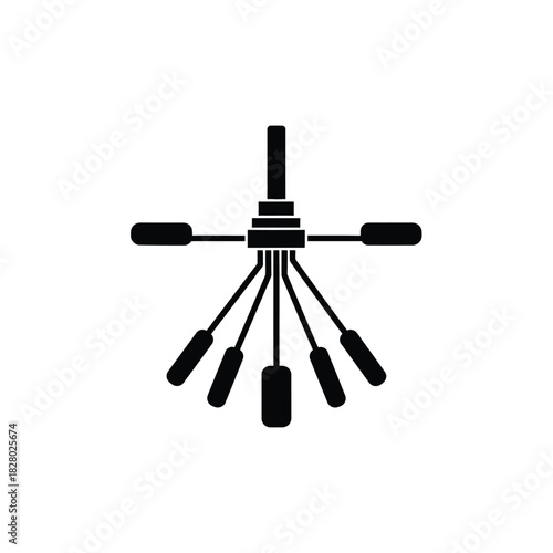 Black fan blades on white background vector