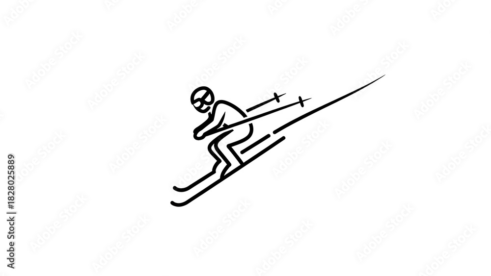 Obraz premium A skier skillfully gliding down a snowy slope, captured in an illustration. This image captures the essence of winter sports.