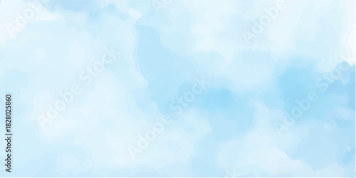 Abstract blue watercolor background with light cloud texture and bright summer sky color