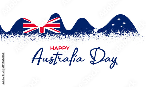  Australia day greeting card banner, National holiday on 26 January. Australian flag, map, text template layout, card, web, background.