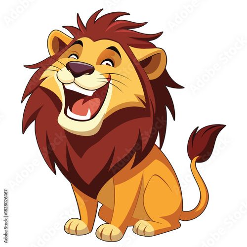 Cute lion cartoon vector illustration isolated on white background